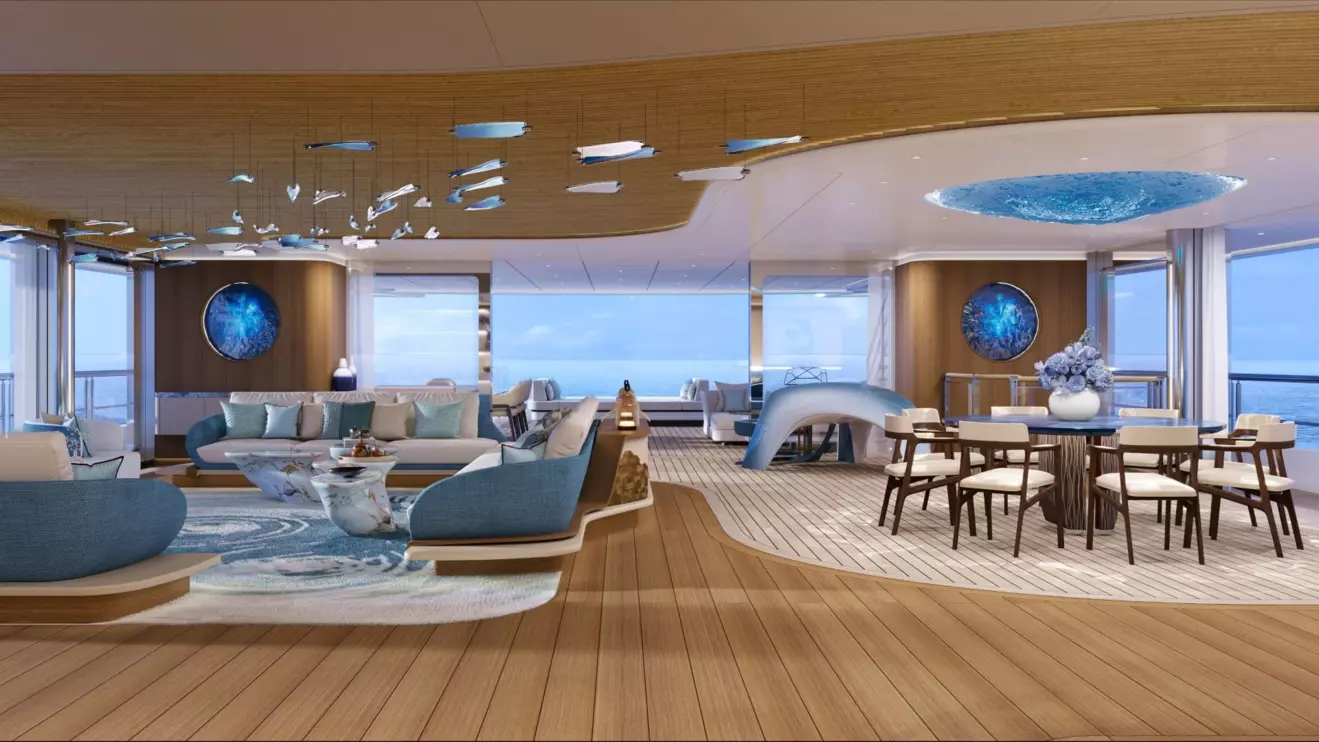 Project Life yacht interior: Main Salon with ocean views.