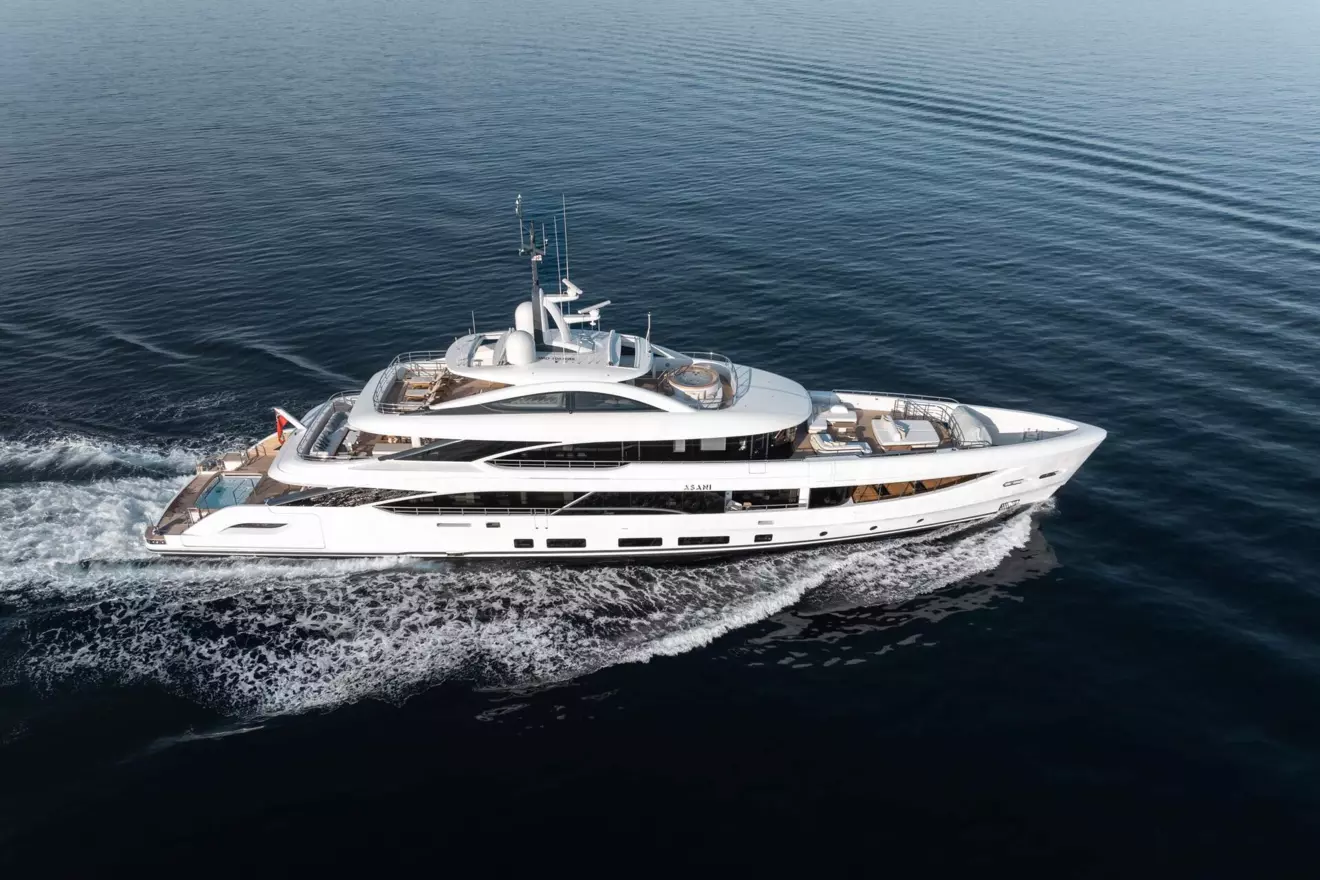 Luxury yacht Benetti B.Now 50M Asani aerial view
