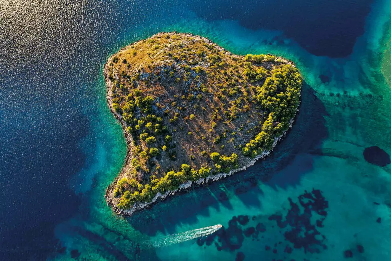 Heart-shaped island Lukovnik, Croatia