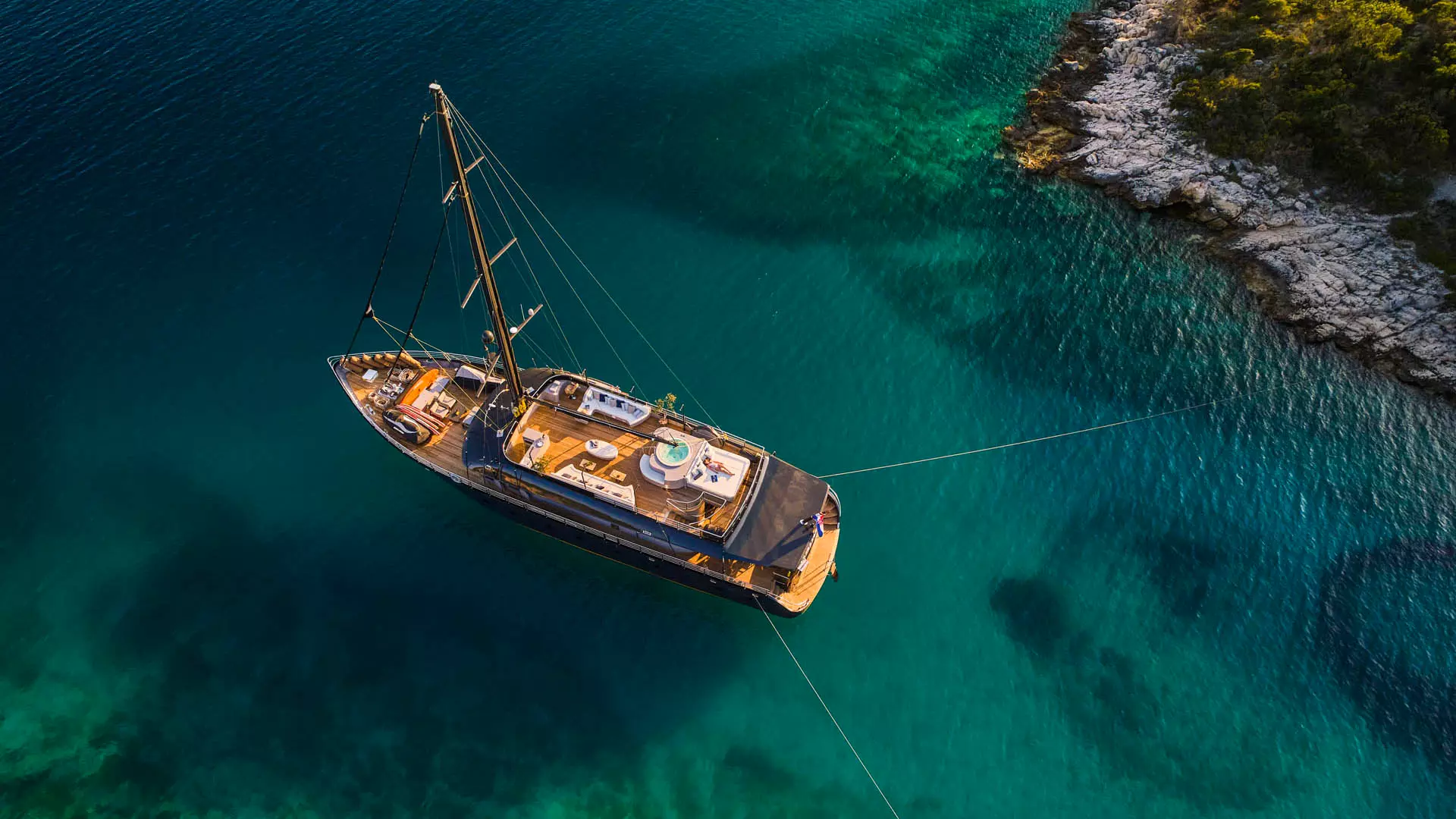 Aerial view of yacht