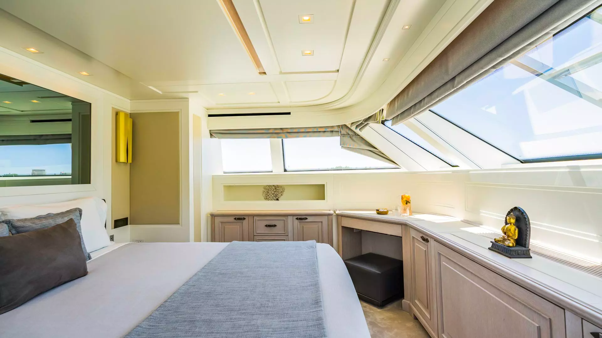 Master cabin details aboard yacht