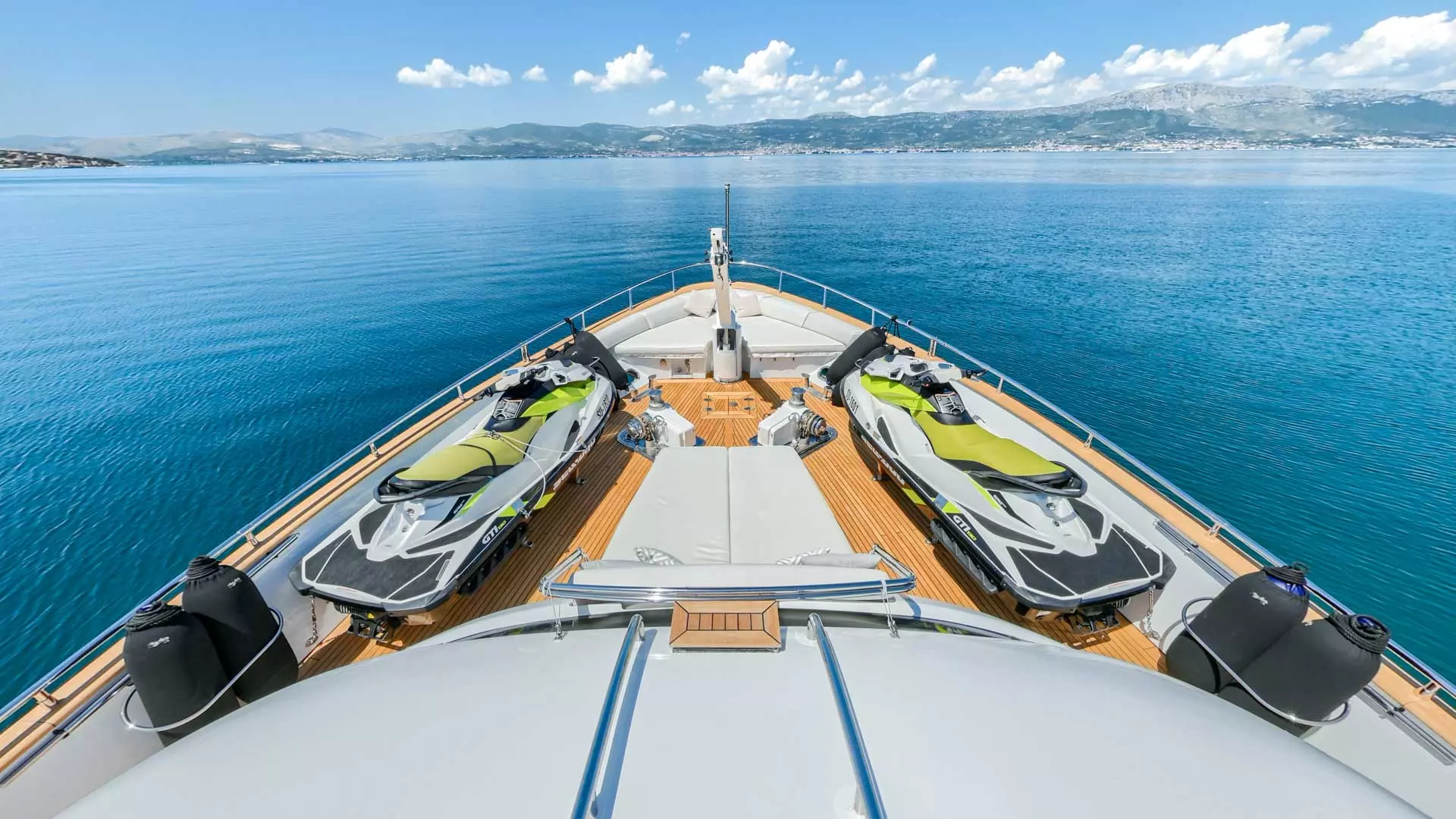 Jet skis aboard luxury yacht