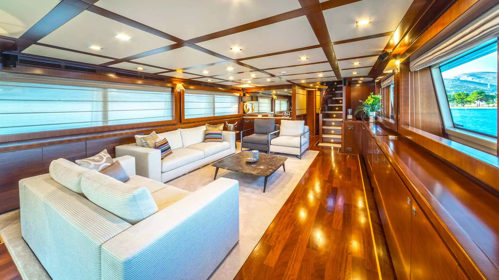 Salon forward view of yacht