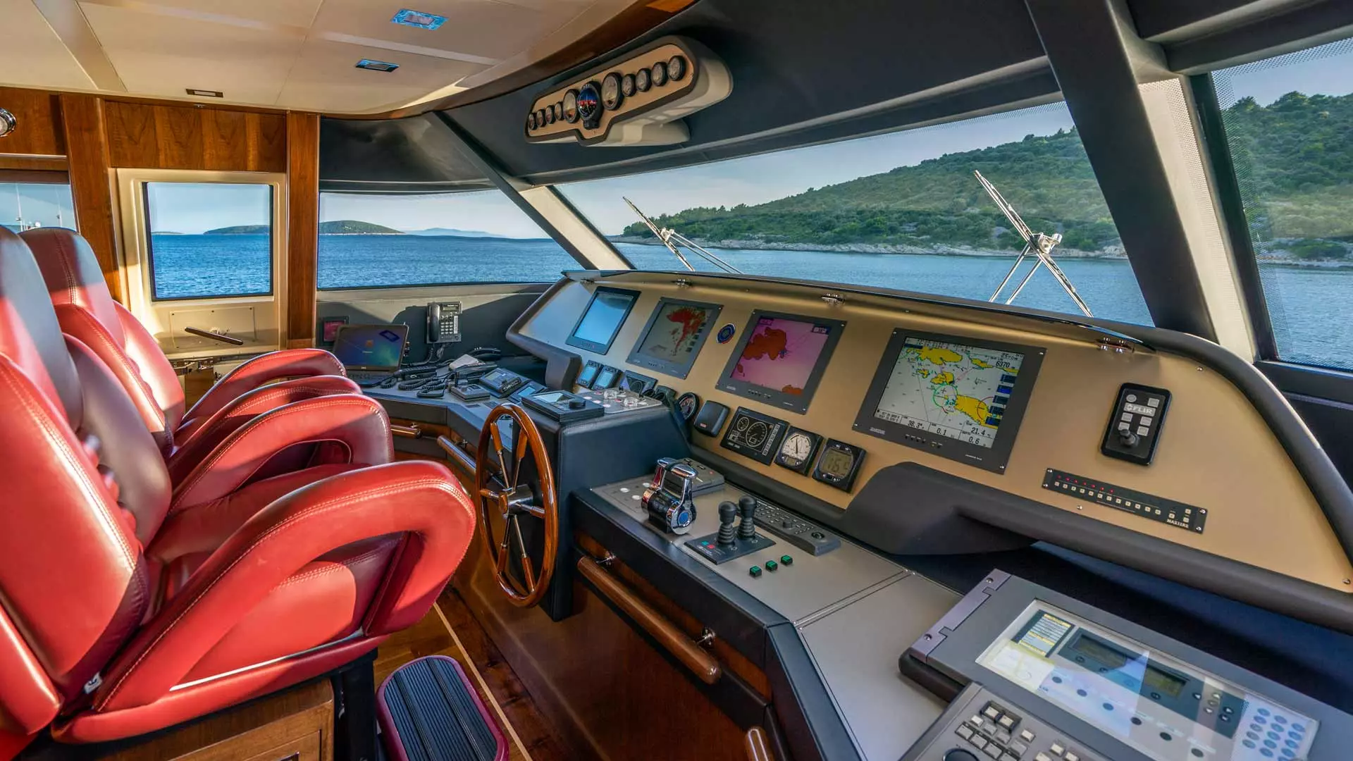Wheelhouse of yacht