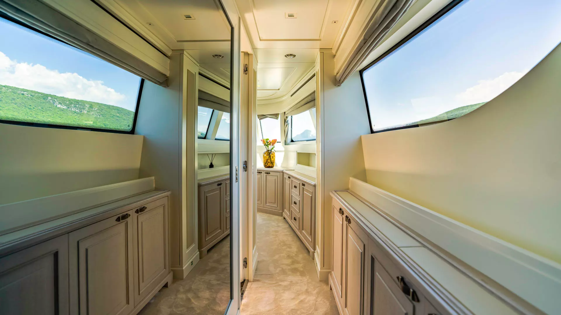 Master cabin entrance of yacht