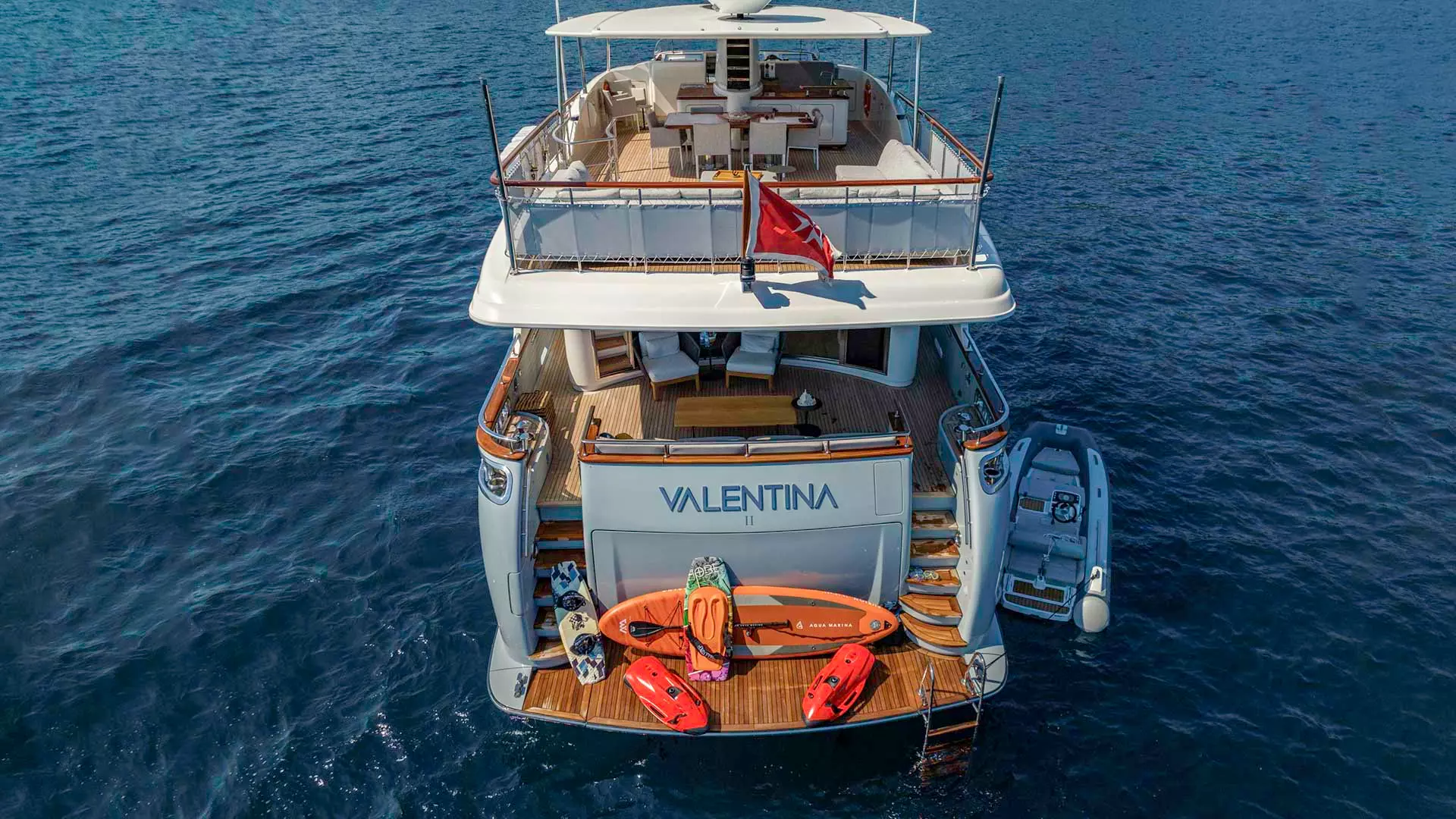 Stern aboard luxury yacht