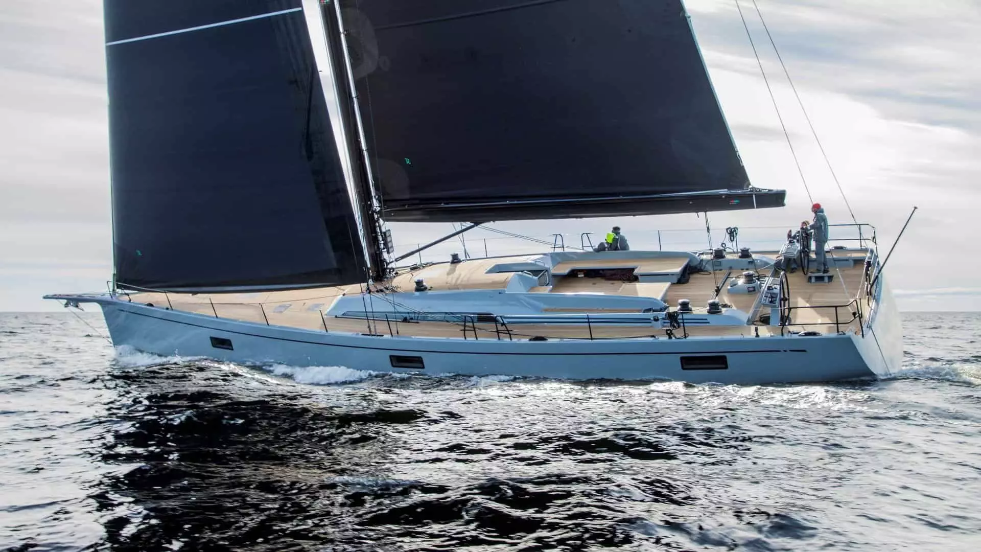 Swan 78 side view sailing