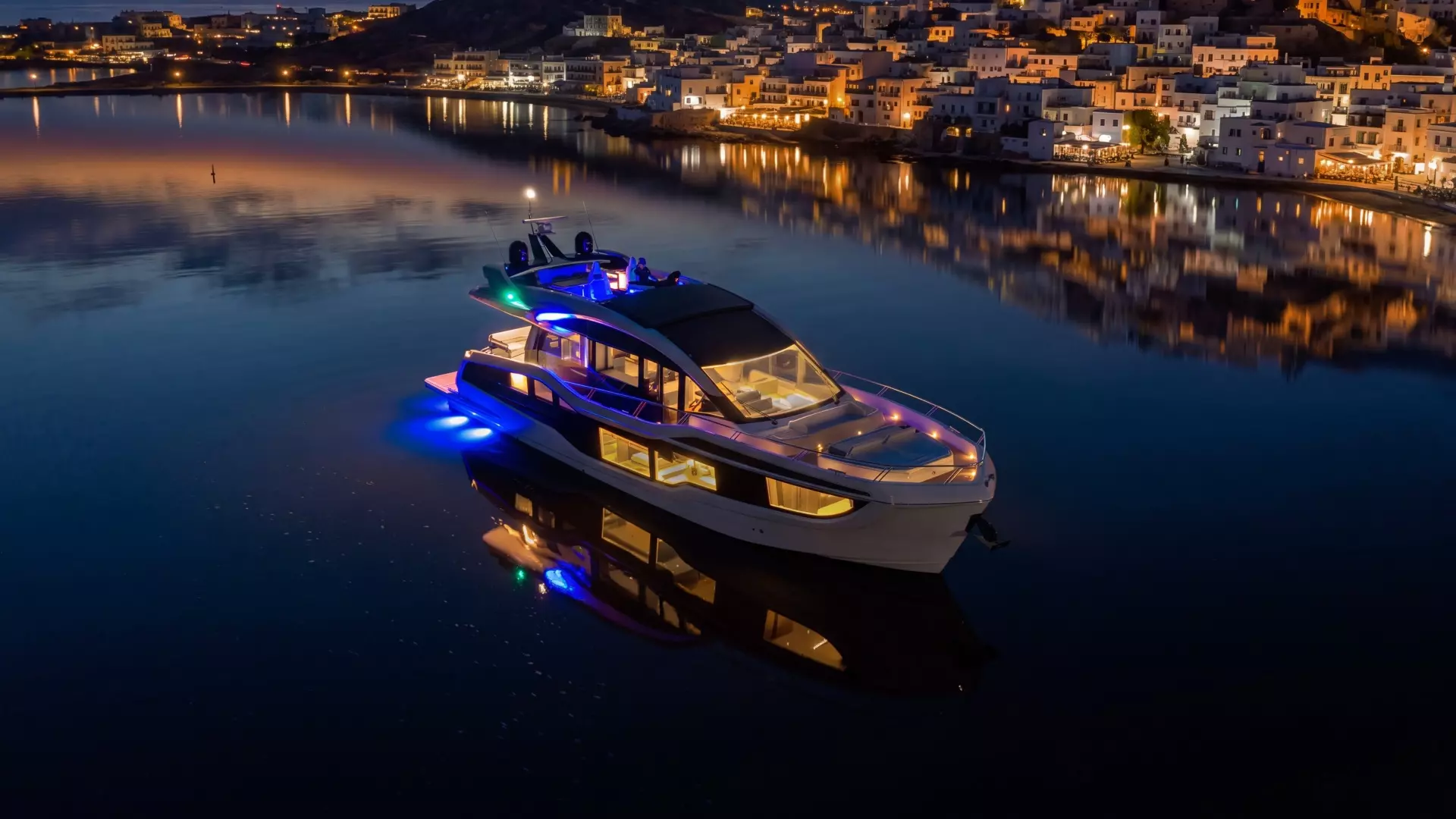 Galeon 570 Sky aerial view at night