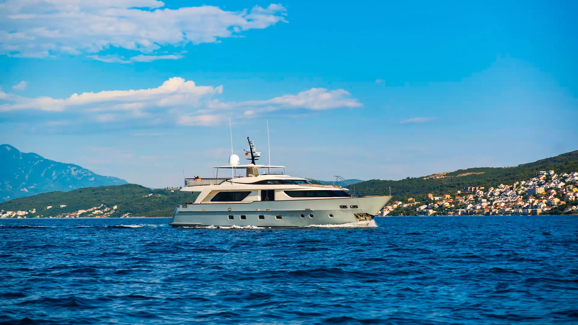 Luxury yacht cruising across the sea