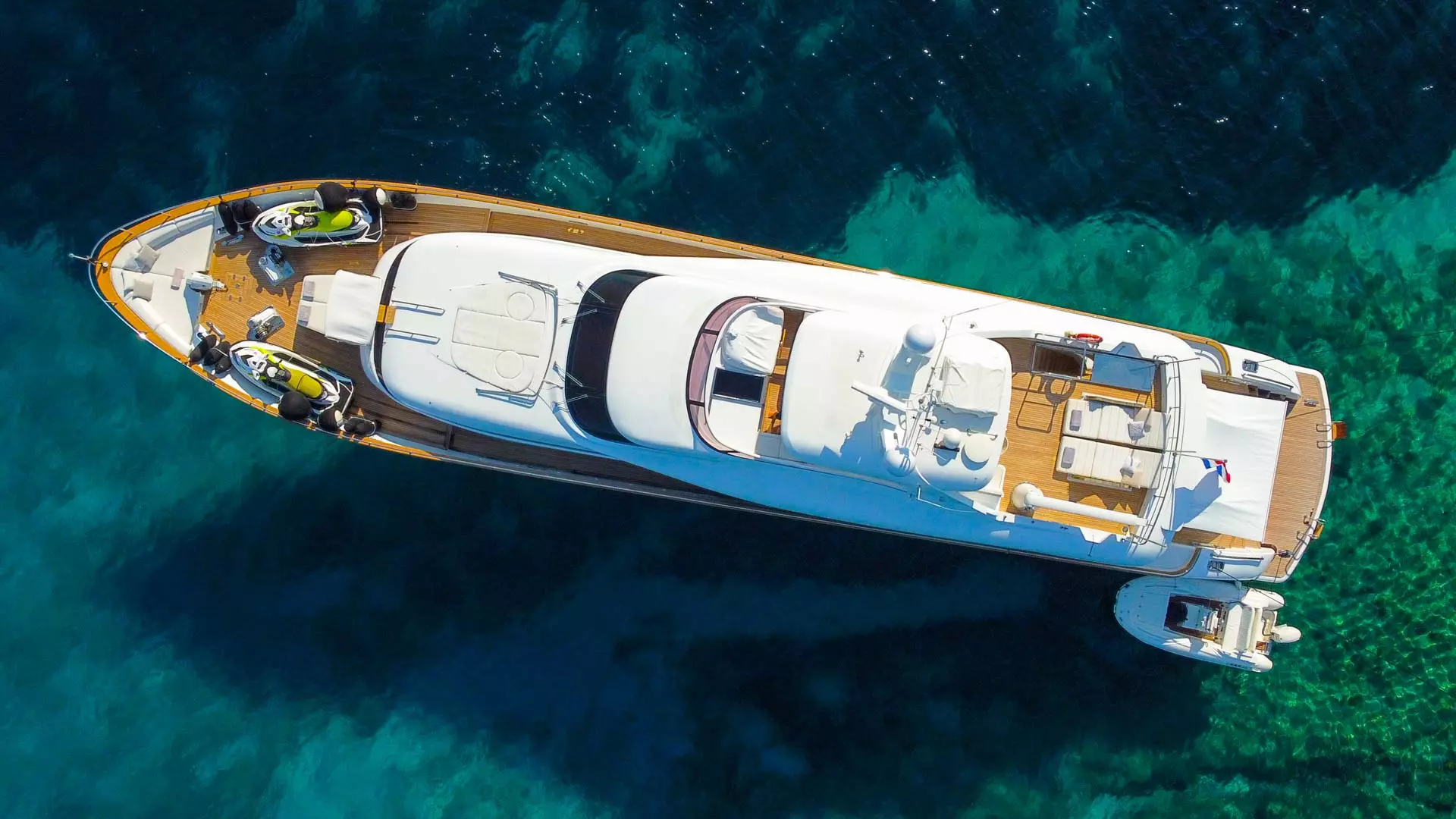 Aerial view of luxury yacht