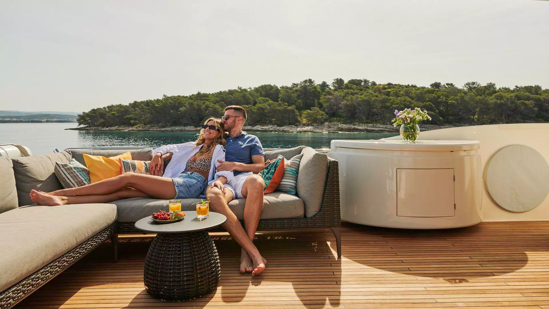 Sundeck view of luxury yacht