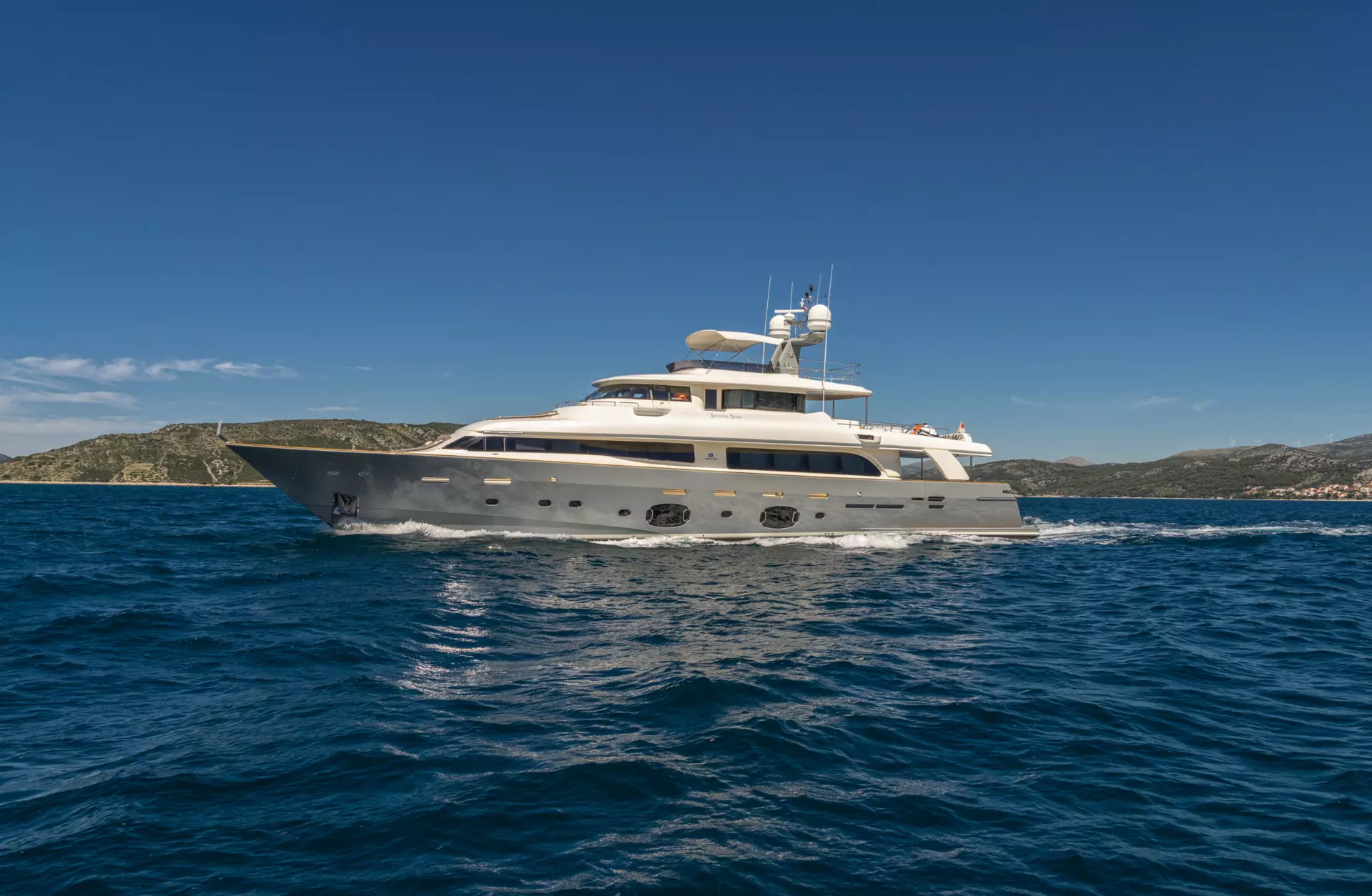 Yacht anchored in the sea