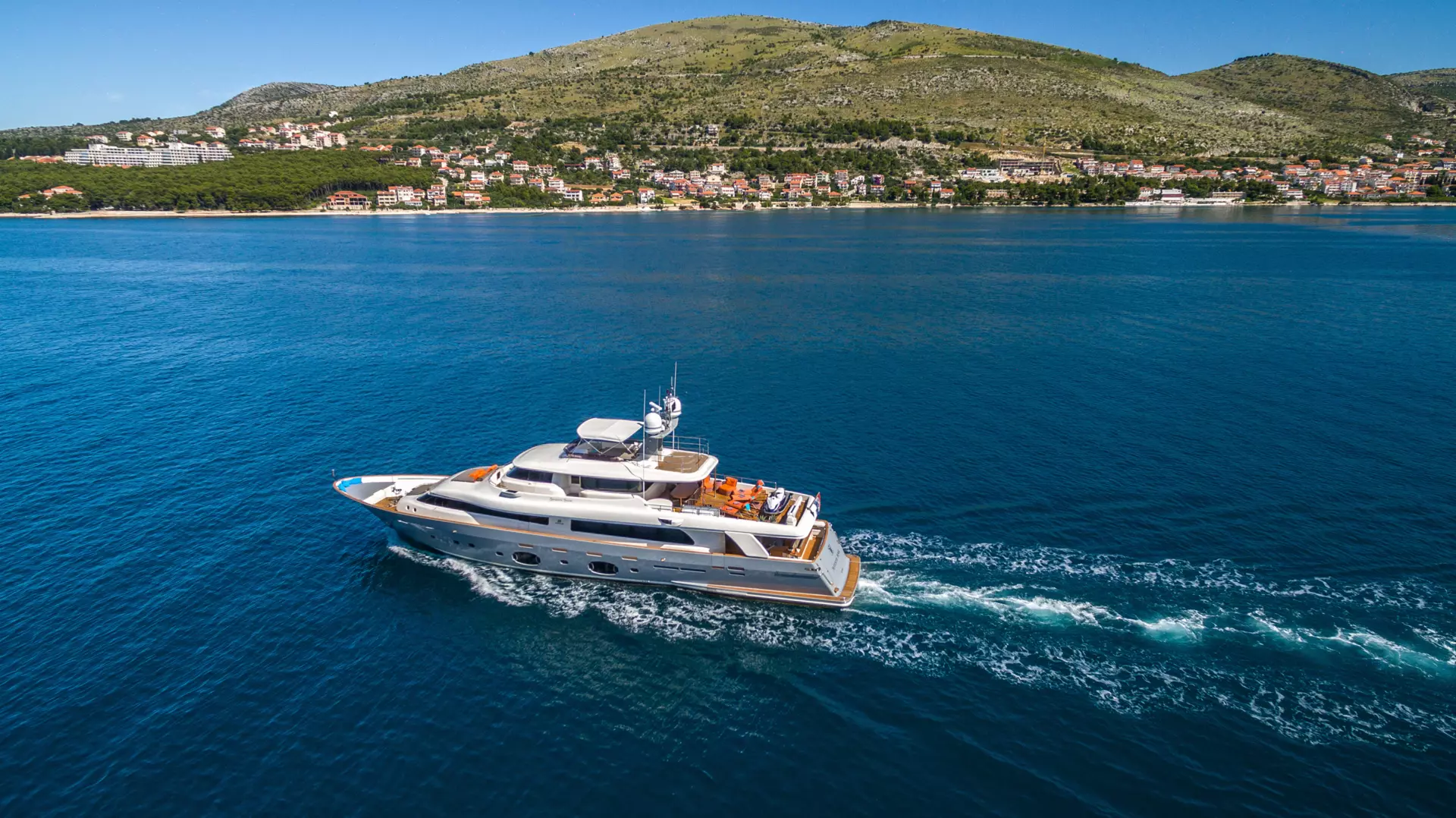 Aerial view of yacht