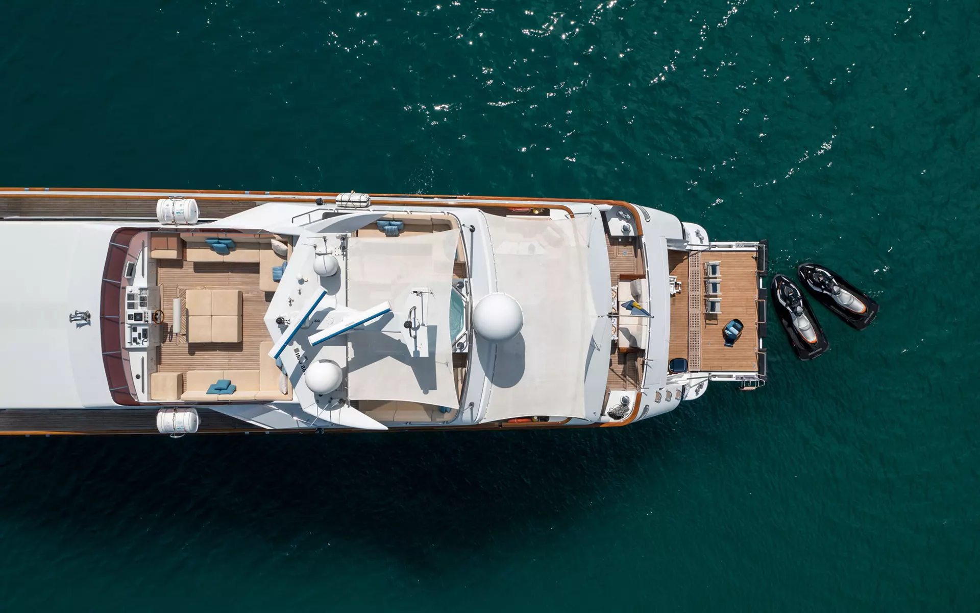Aerial view of yacht
