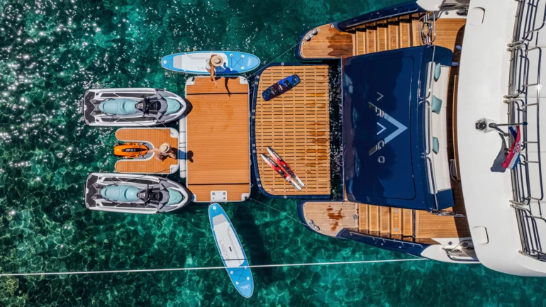 Water toys aboard the luxury yacht