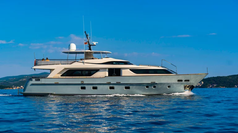 Side view of luxury yacht