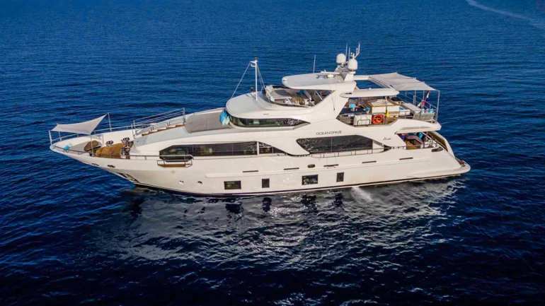 Side view of luxury yacht