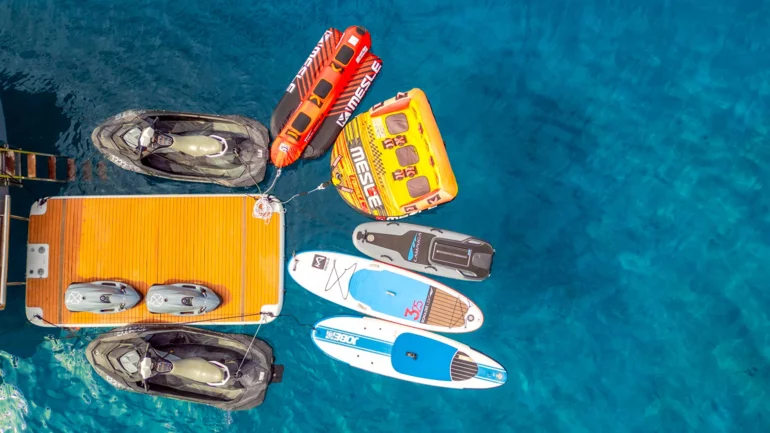 Water toys in sea