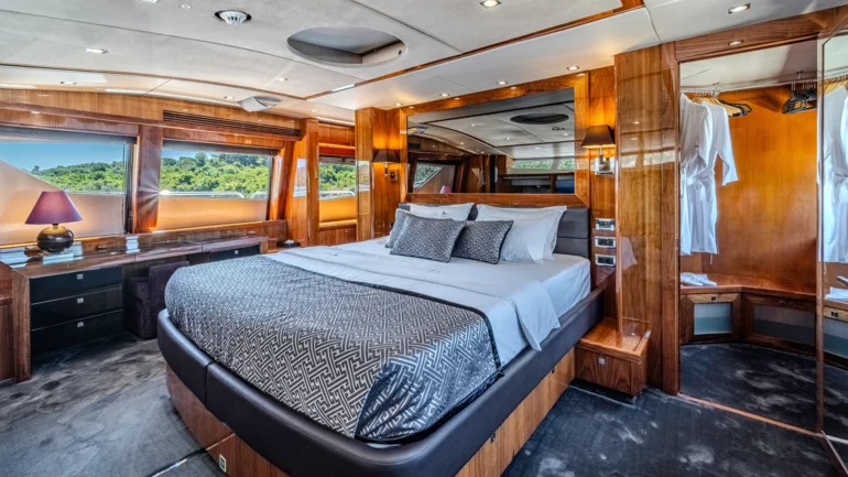 Master bedroom of luxury yacht