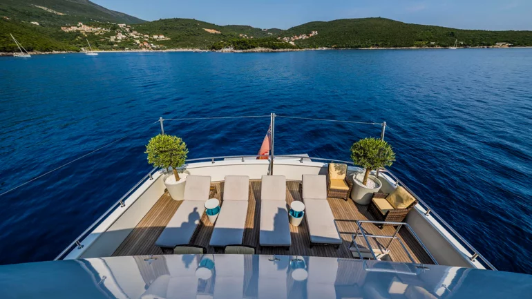Deck view of a yacht