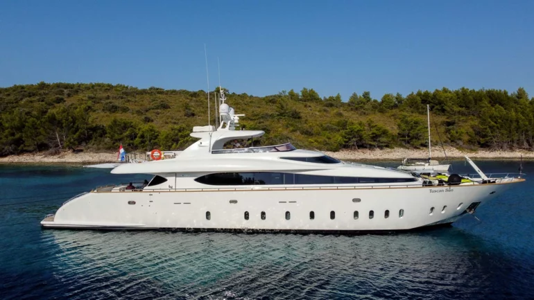 Side view of luxury yacht