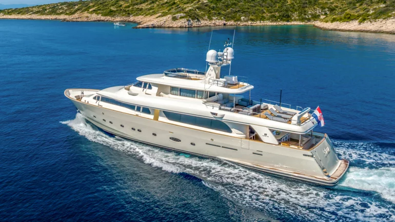 Yacht cruising across sea