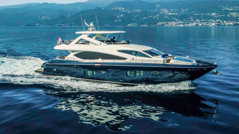 Side view of luxury yacht