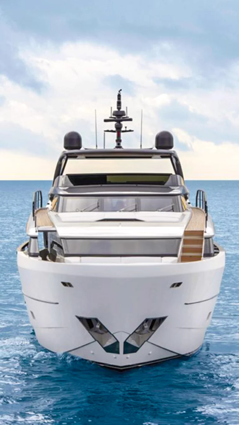 Front view of luxury yacht