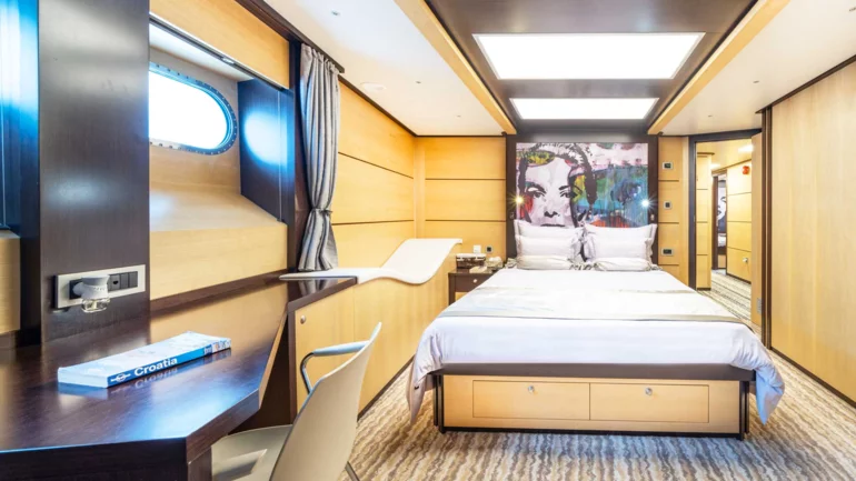 Master cabin aboard yacht