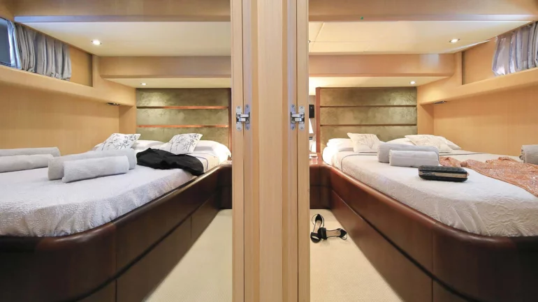 Double cabins aboard a luxury yacht