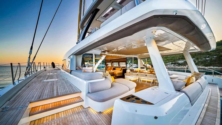 Aft view of a luxury yacht