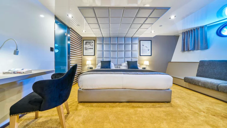 Main cabin aboard a luxury yacht