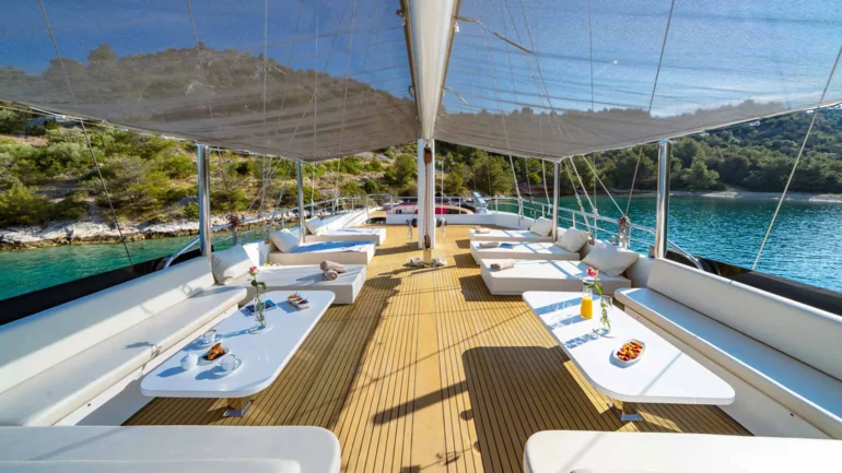 Spacious outdoor space of yacht