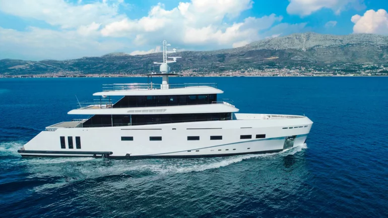 Side view of luxury yacht