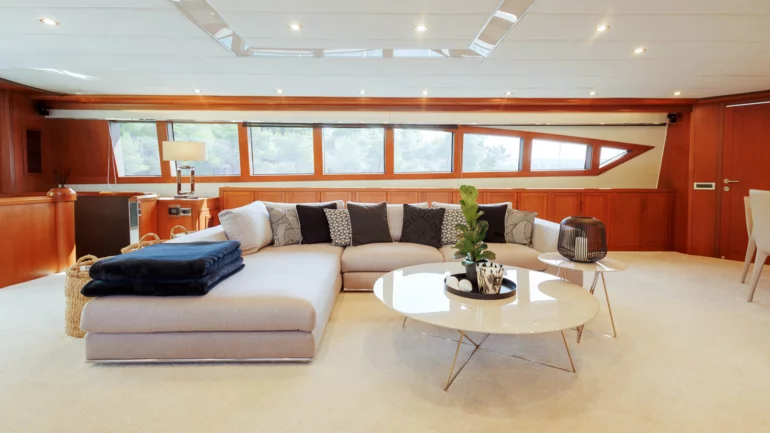 Elegant interior decor of luxury yacht