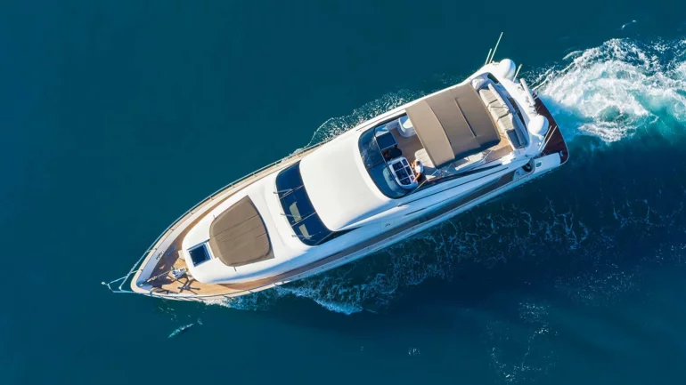 Top view of luxury yacht