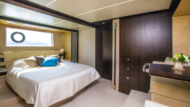 Master cabin of a luxury yacht