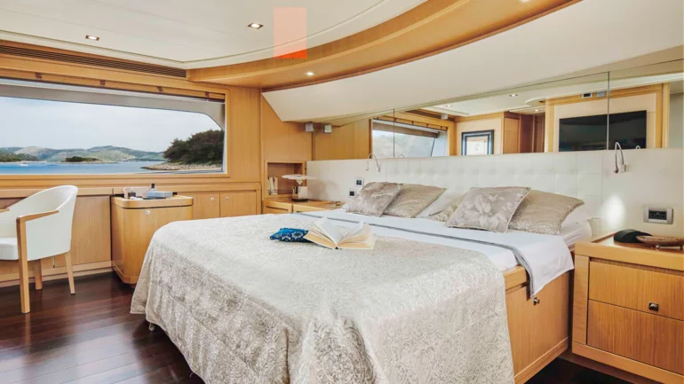 Master cabin aboard luxury yacht