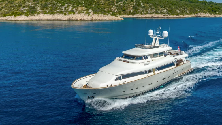 Yacht cruising across the sea