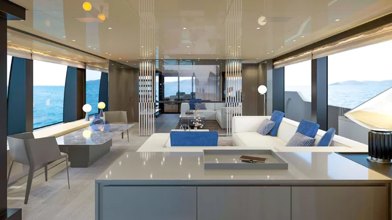 Internal view of luxury yacht