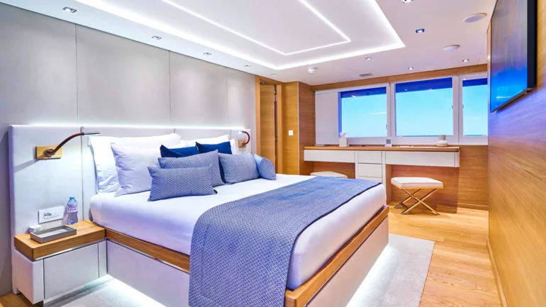 Master cabin of a luxurious yacht
