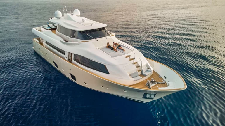 Sideview of luxury yacht
