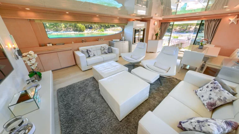 Salon view of a luxury yacht