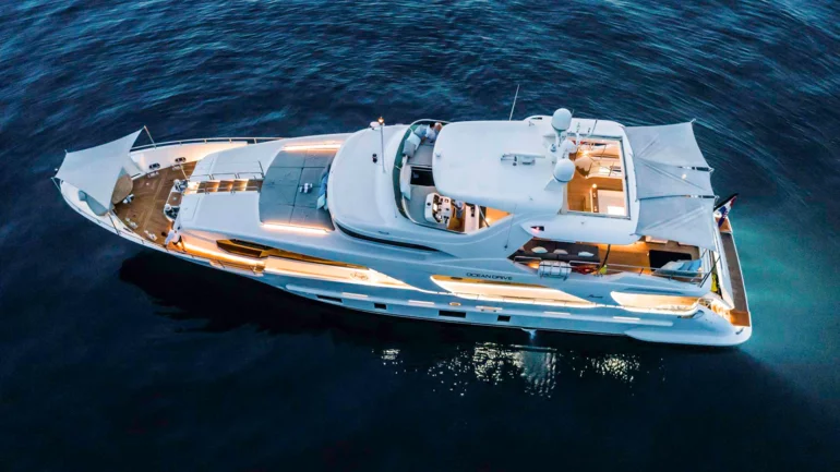 Side view of luxury yacht