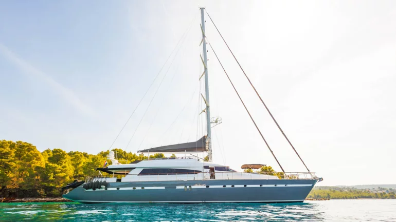Side view of luxury yacht