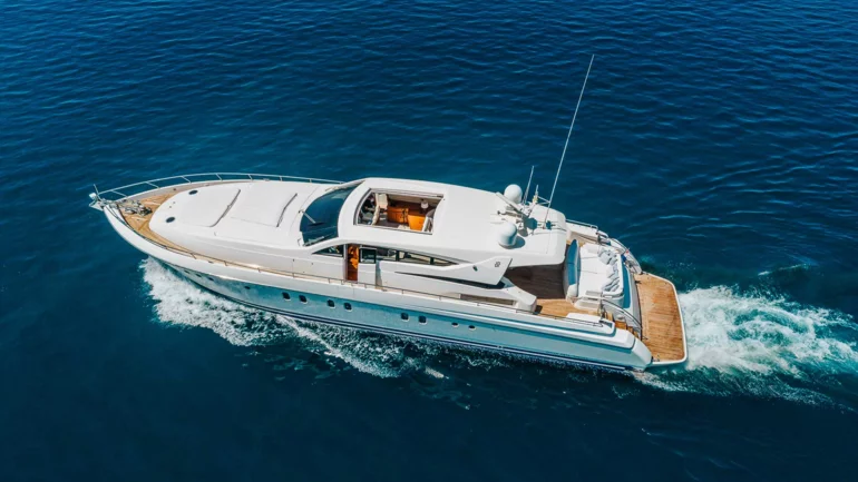 Side view of a luxury yacht at sea