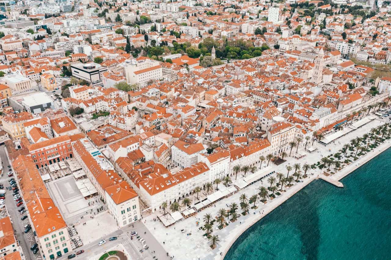 Split old town with Diocletian's Palace and Riva