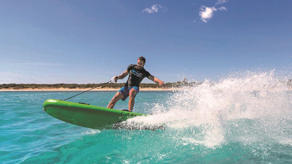 Lampuga electric surfboard water toy for superyachts