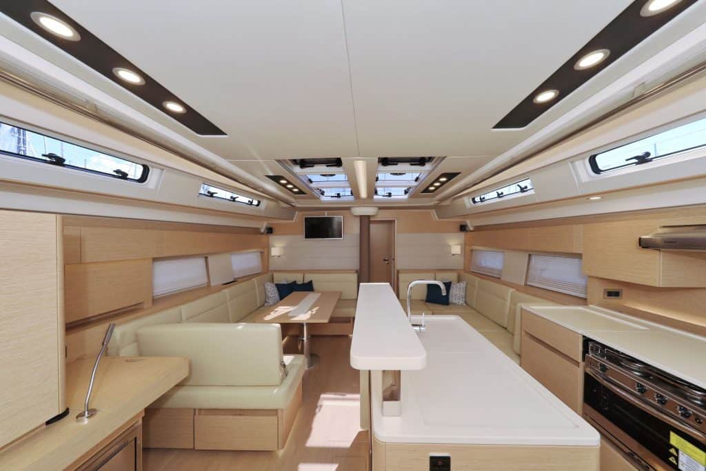 salon in sailing boat