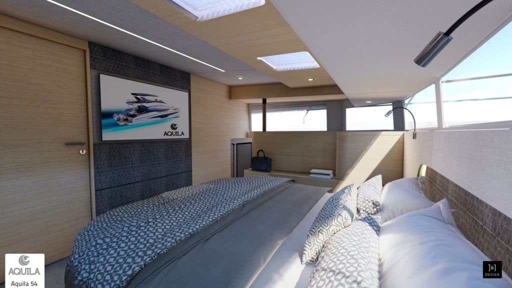 Aquila 54 Power Catamaran Master Cabin 01